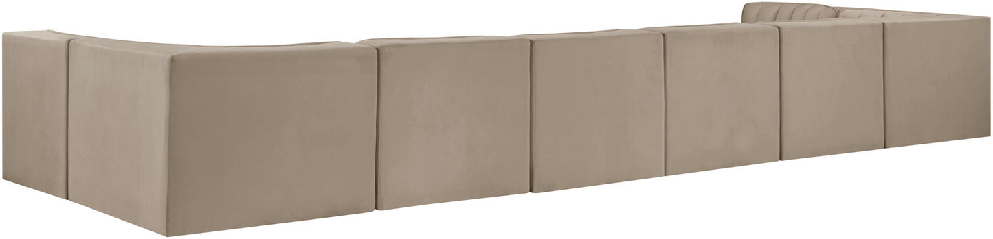 Rummi - Velvet Performance Fabric Upholstered 8 Piece Modular Sectional (With 2 Corner Chairs)