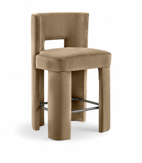 Zuno - Velvet Performance Fabric Upholstered Counter Stool (Set of 2)