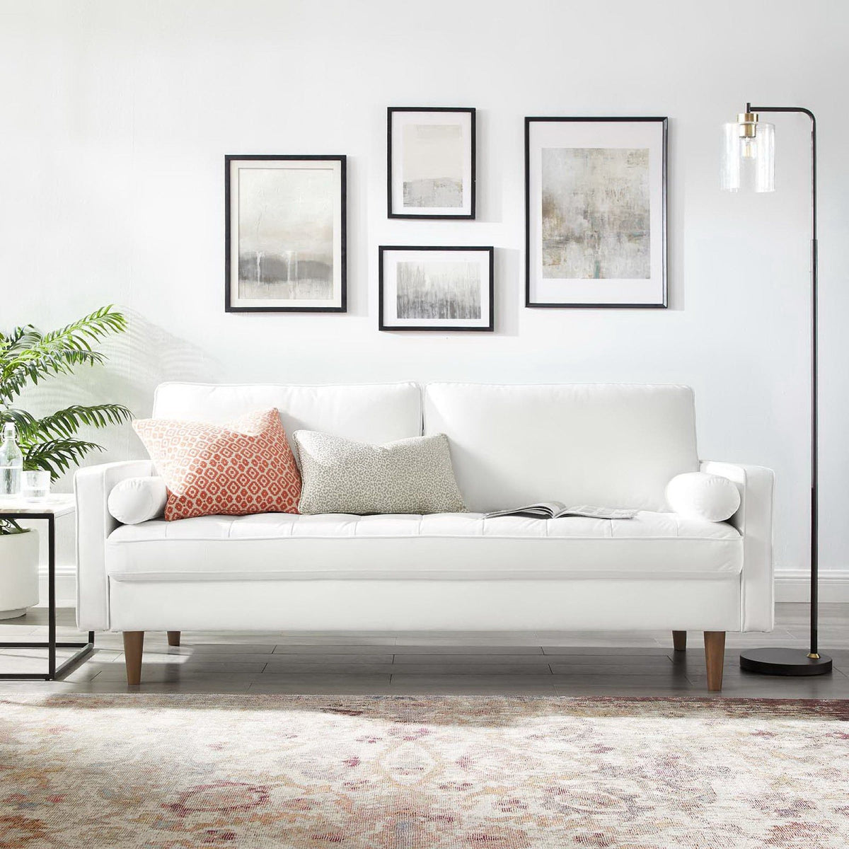 Valour Performance Velvet Sofa - White