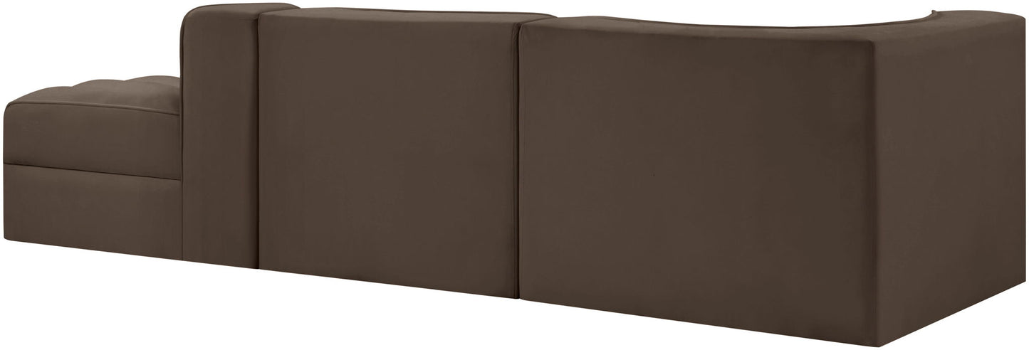 Rummi - Velvet Performance Fabric Upholstered 3 Piece Modular Sectional