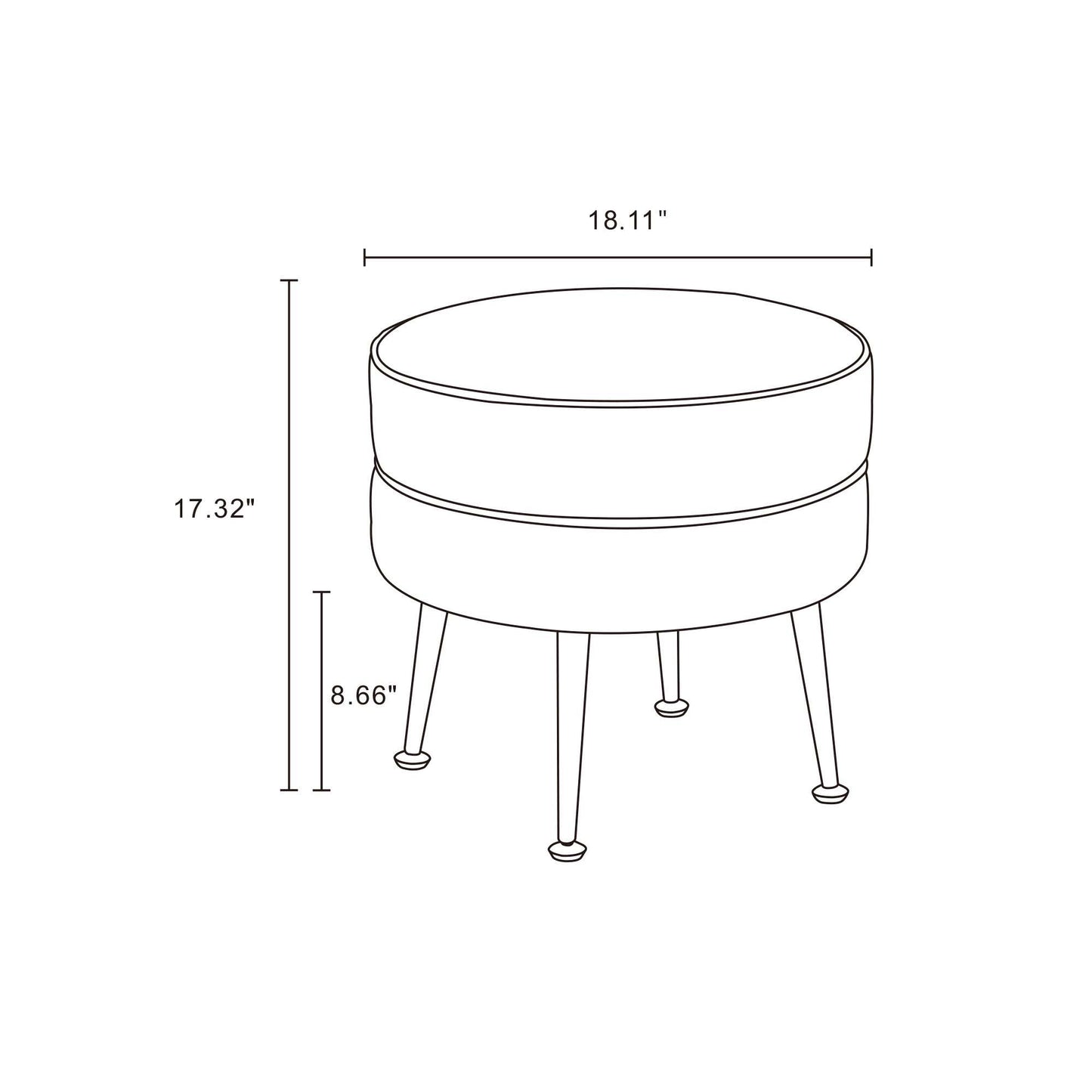Manhattan Bailey - Accent Ottoman With Gold Chrome Legs