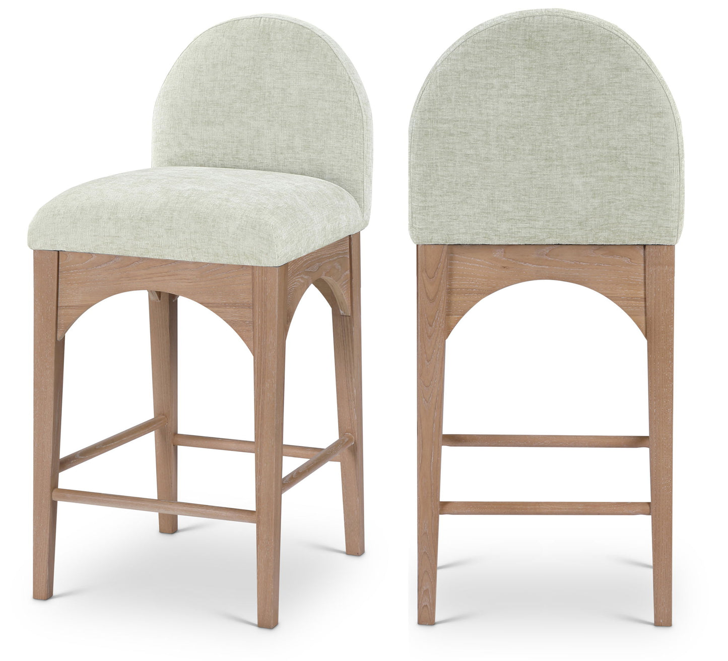 Waldorf - Chenille Stool With Natural Legs
