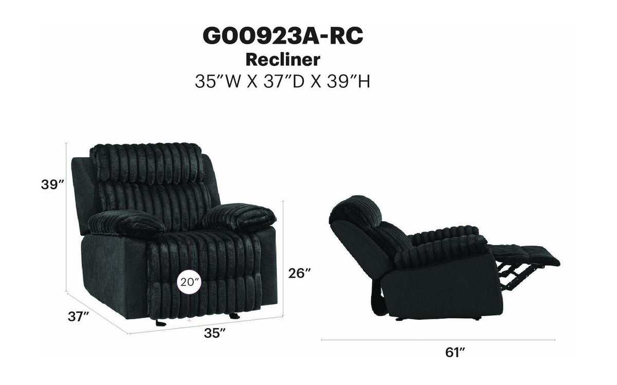 Glory Furniture - Plush - Glider Recliner With LED Belt