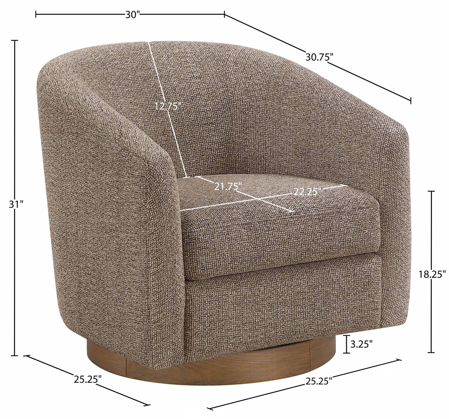 Modra - Performance Fabric Upholstered Swivel Accent Chair