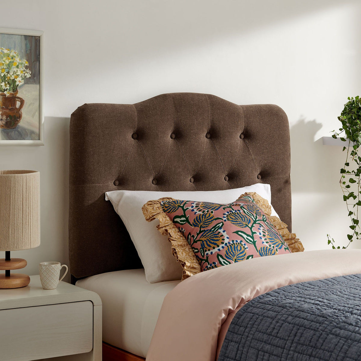 Annabel Upholstered Headboard - Twin, Cocoa