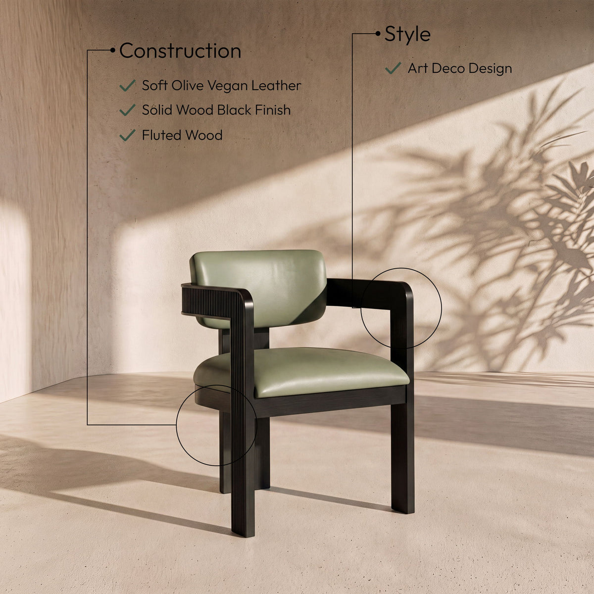 Sacha - Vegan Leather Upholstered Dining Chair With Black Base (Set of 2)