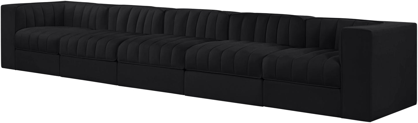 Rummi - Velvet Performance Fabric Upholstered 5 Piece Modular Sofa