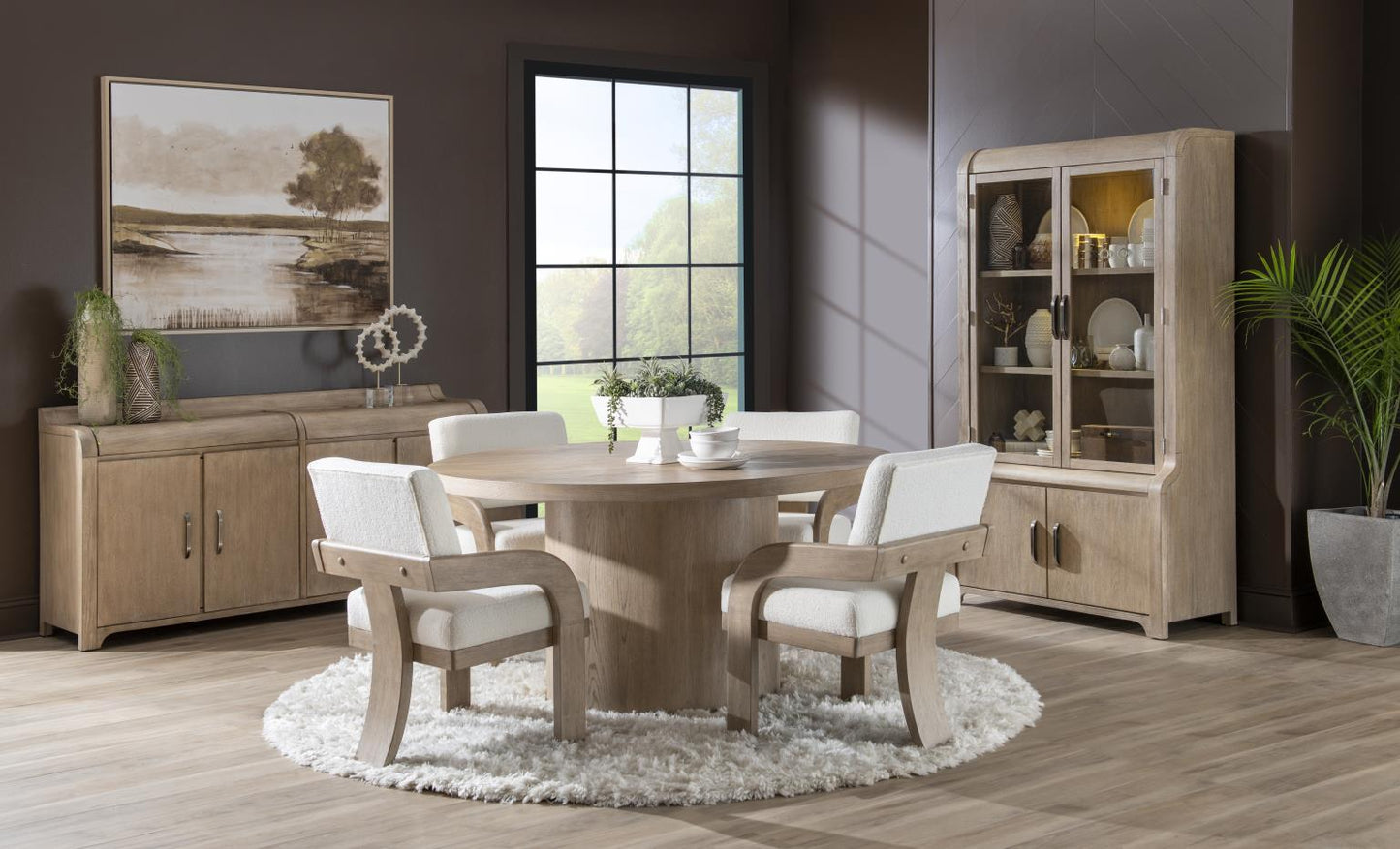 Flow - Complete Round Dining Table - Sandstone