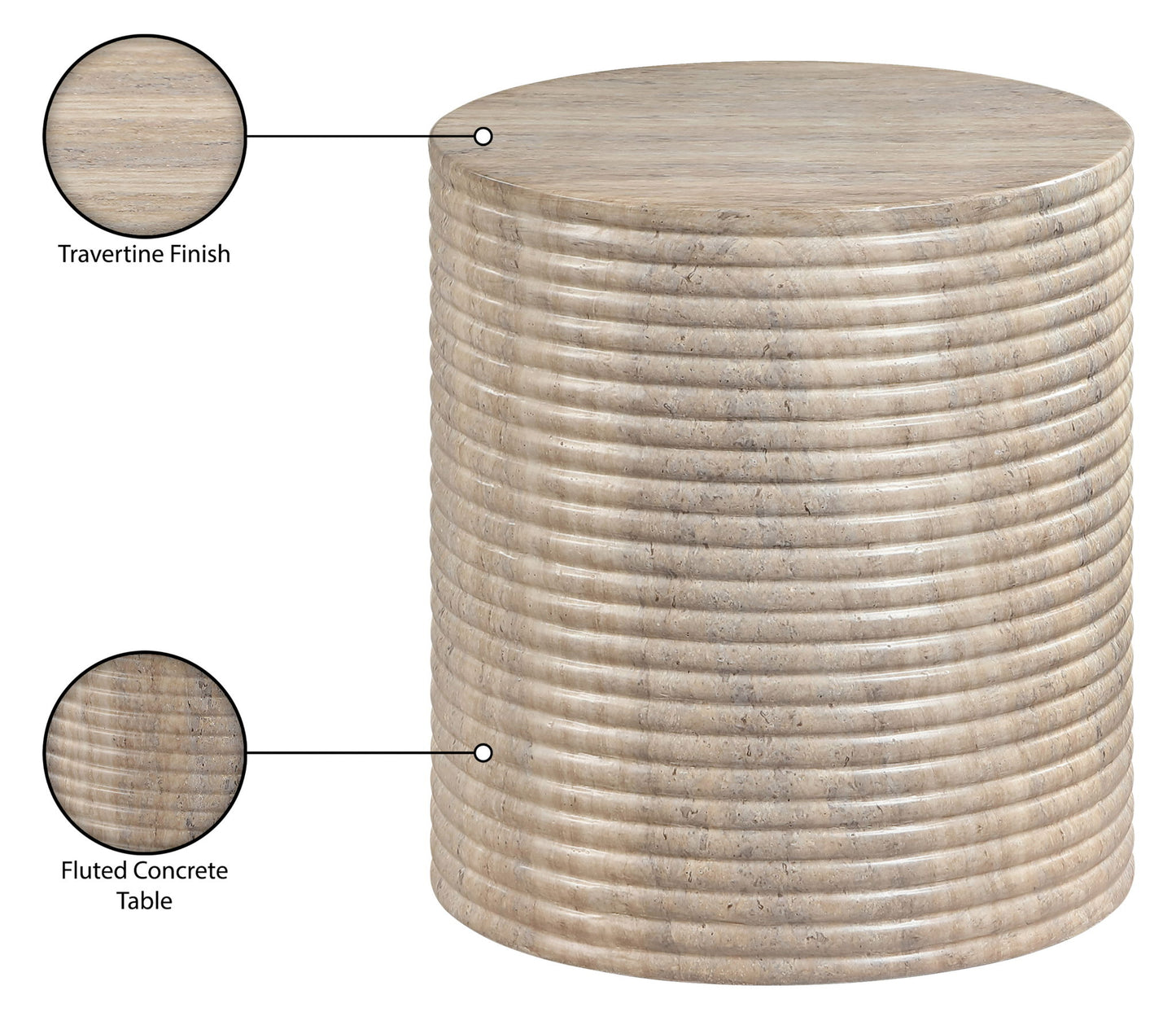 Rapallo - Concrete Indoor/Outdoor End Table - Travertine