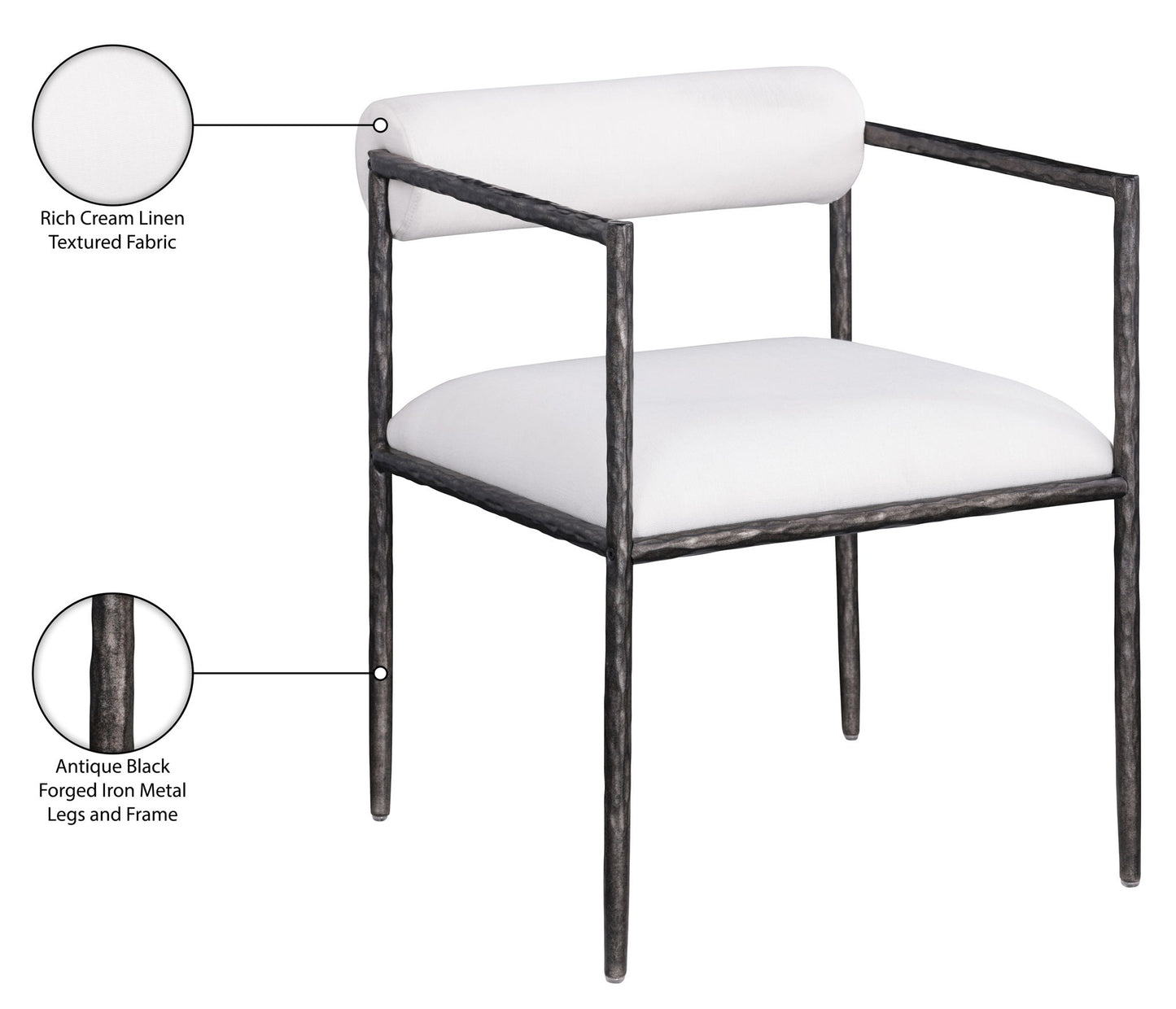 Axis - Linen Textured Cream Fabric Upholstered Dining Chair (Set of 2)