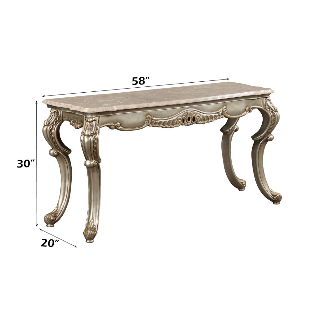 Miliani - Sofa Table With Marble Top - Natural Marble Top & Antique Bronze