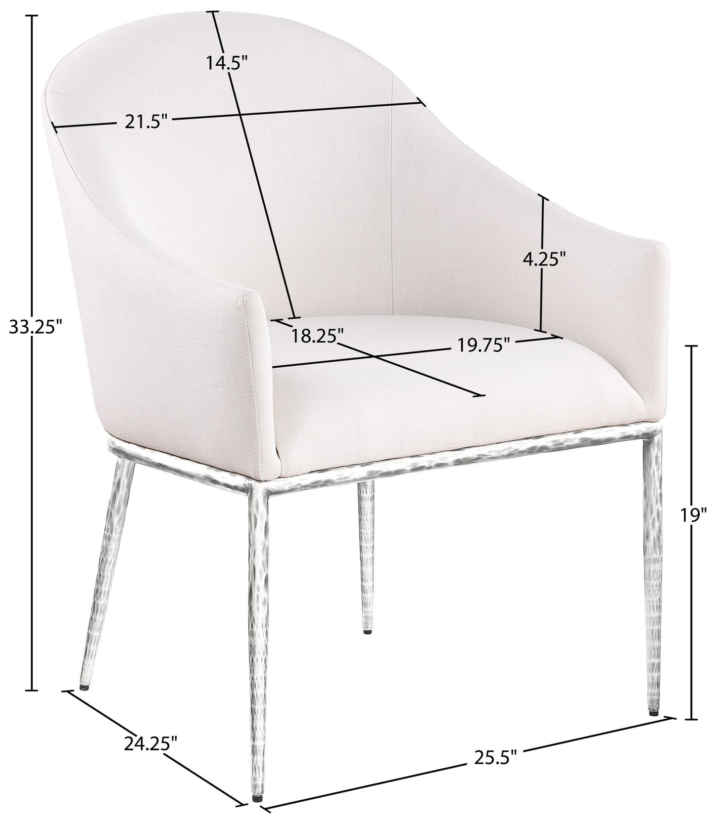 Ferro - Upholstered Dining Arm Chair With Brushed Silver Legs