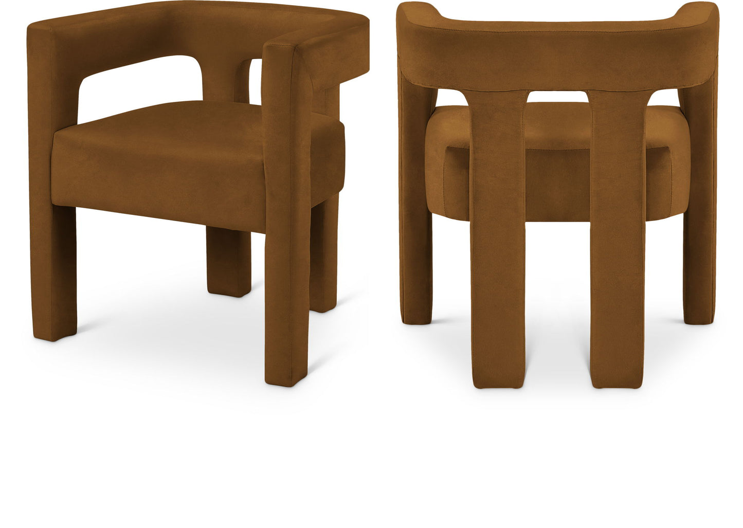 Athena - Velvet Dining Chair - Saddle