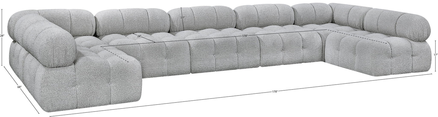 Ames - 7 Piece Boucle Fabric Modular Sectional
