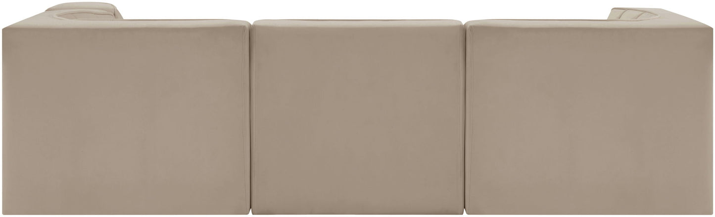 Rummi - Velvet Performance Fabric Upholstered 4 Piece Modular Sectional, With Reverse Corner Chair