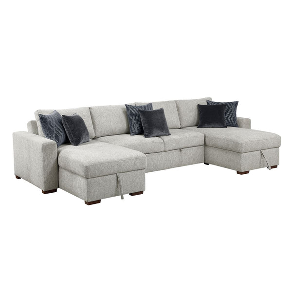 Isla 3-Piece Sectional with Reversible Chaises, Pull-out Bed and Hidden Storage, Click Motion Back
