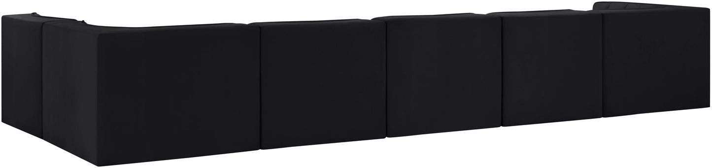 Rummi - Velvet Performance Fabric Upholstered 6 Piece Modular Sectional, L-Shaped (Right)