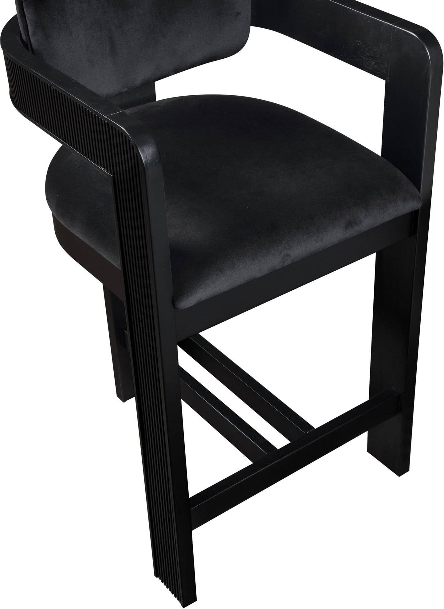 Sacha - Velvet Stool With Black Base
