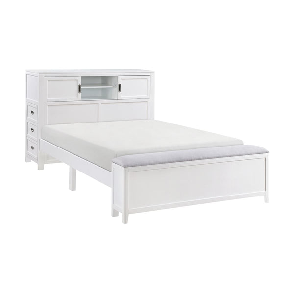 Sloane Full Bookcase Platform Bed with Hidden Desk, Stool and Storage Bench
