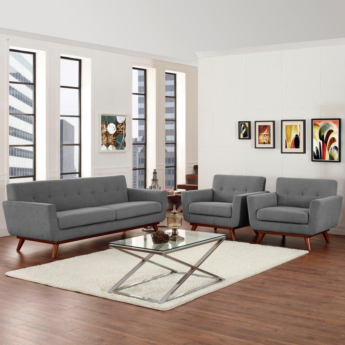 Engage Armchairs and Sofa Set of 3 - Expectation Gray