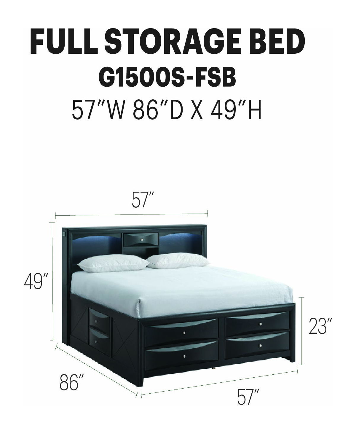 Glory Furniture - Marilla - Storage Bed With Lighting