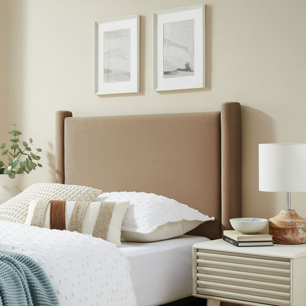 Rael Performance Velvet Headboard - Twin, Taupe