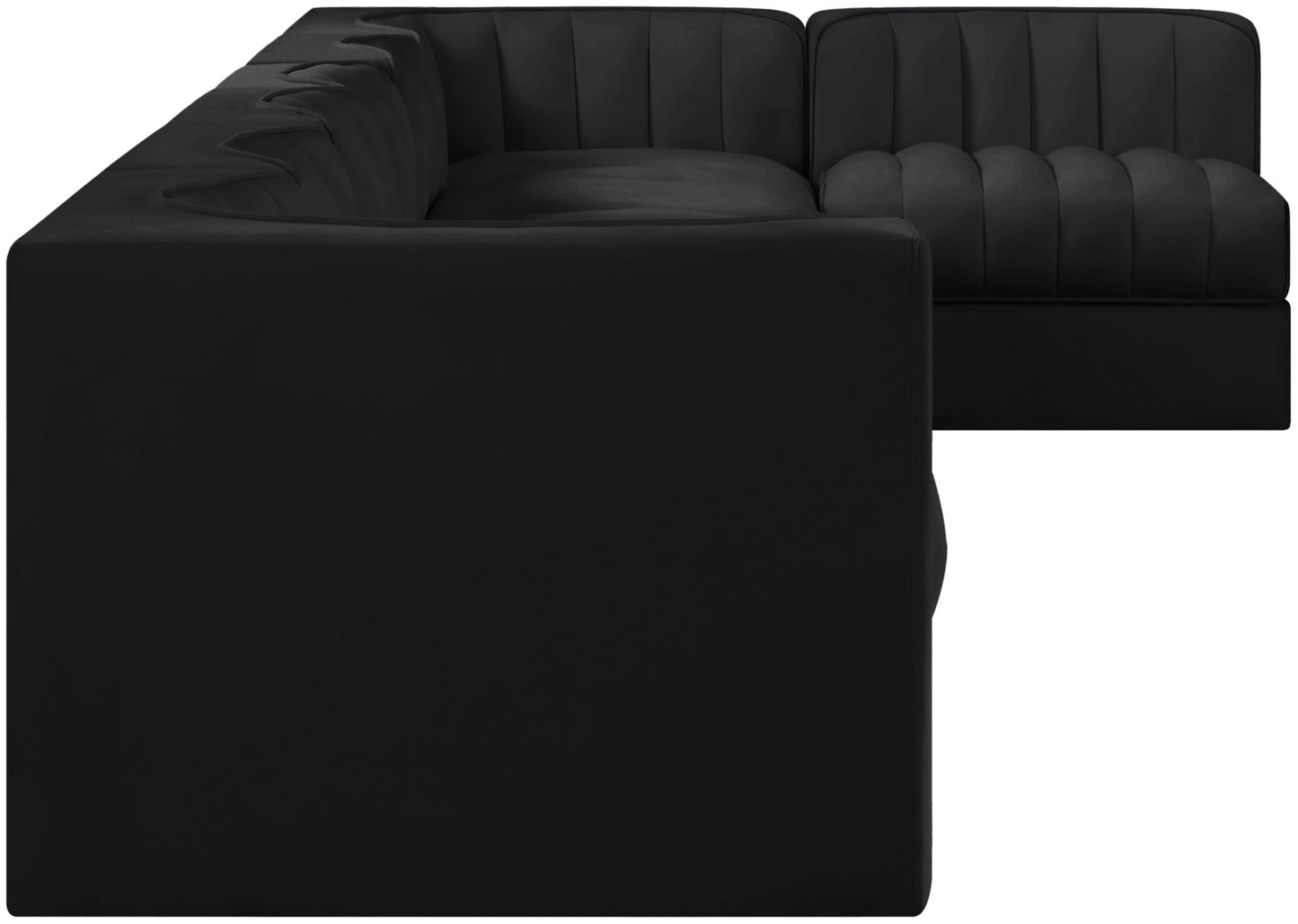 Rummi - Velvet Performance Fabric Upholstered 7 Piece Modular Sectional, L-Shaped (Right)