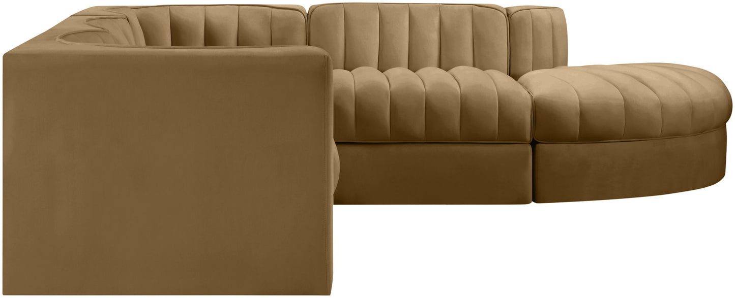 Rummi - Velvet Performance Fabric Upholstered 5 Piece Modular Sectional