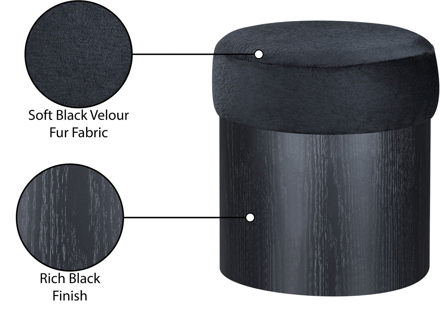 Nimes - Ottoman / Stool With Black Base