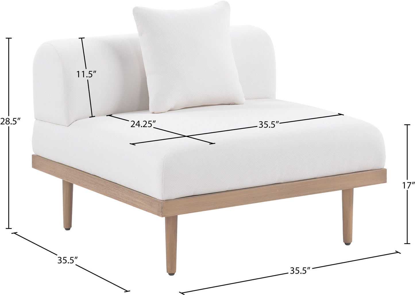 Laguna - Resilient Water Resistant Fabric Upholstered Outdoor Patio Modular Armless Chair