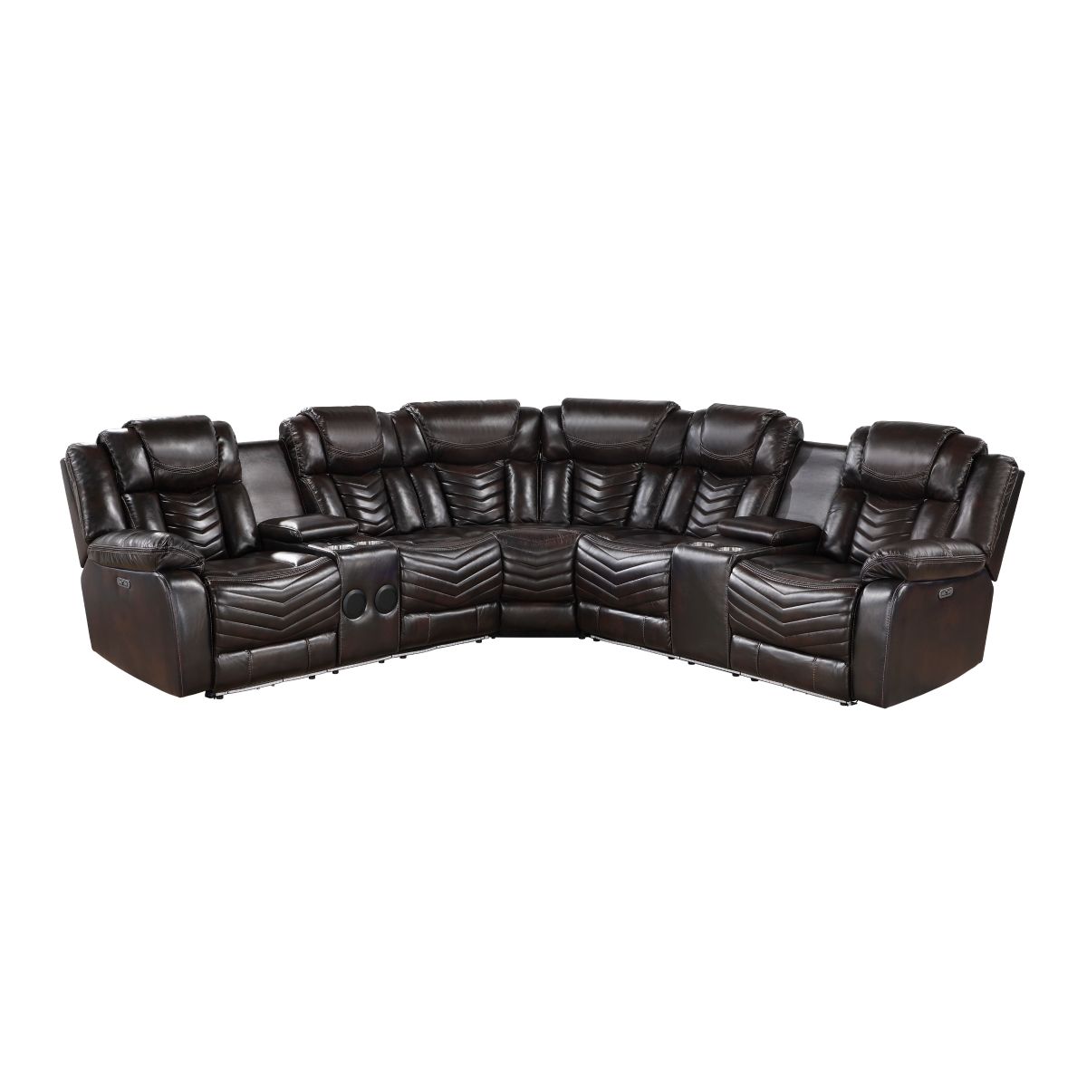 Ramone 3-Piece Power Reclining Sectional with Consoles, Speakers, Subwoofer and LED Lighting