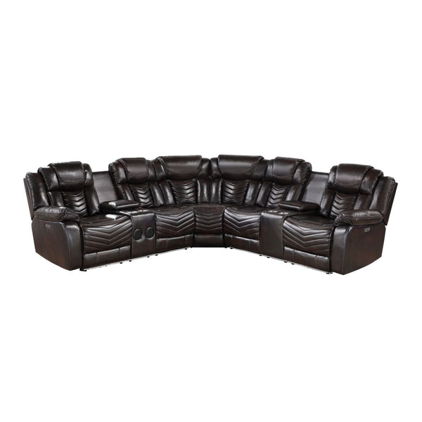 Ramone 3-Piece Power Reclining Sectional with Consoles, Speakers, Subwoofer and LED Lighting