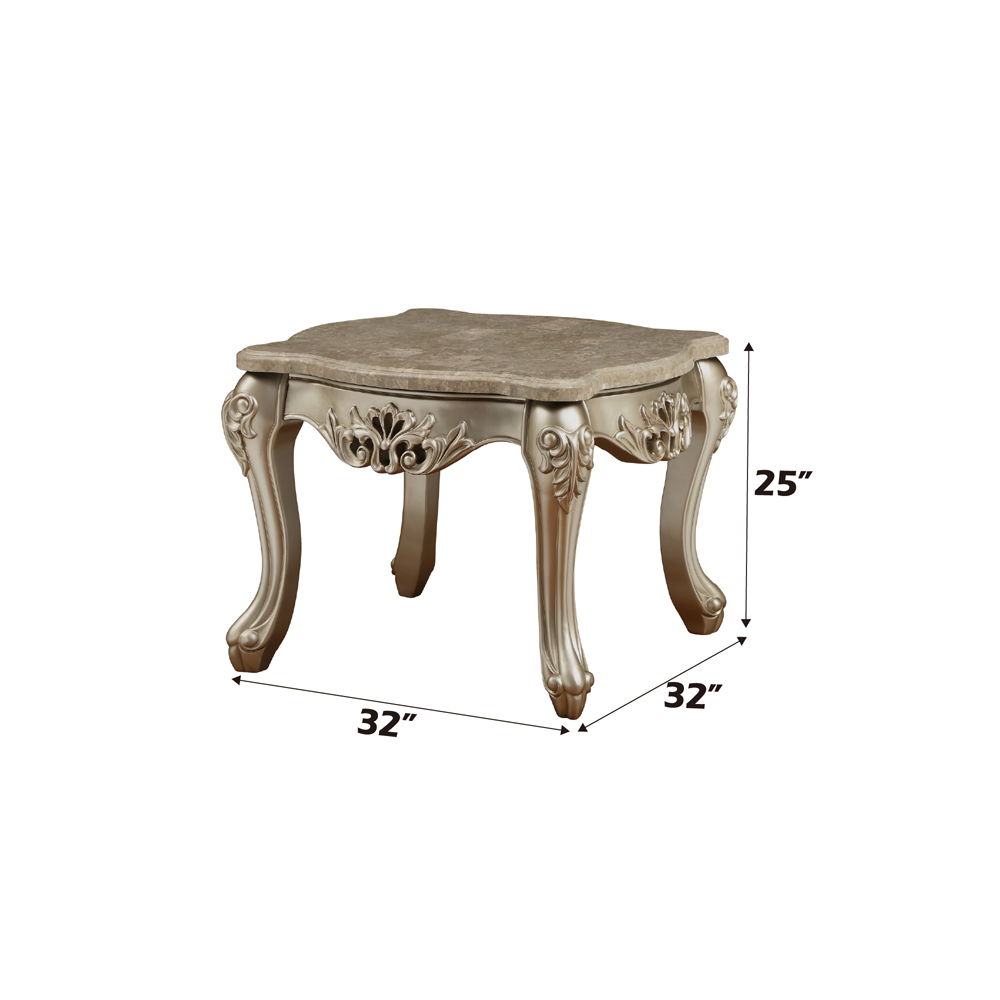 Ranita - End Table - Marble Top & Champagne