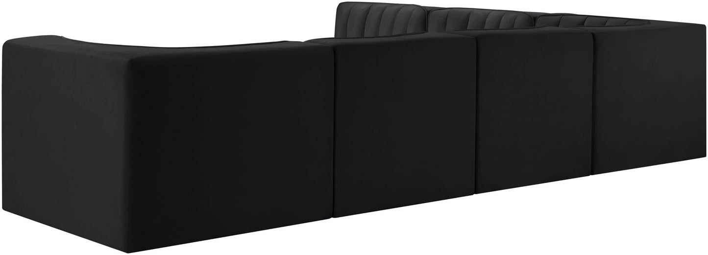 Rummi - Velvet Performance Fabric Upholstered 6 Piece Modular Sectional