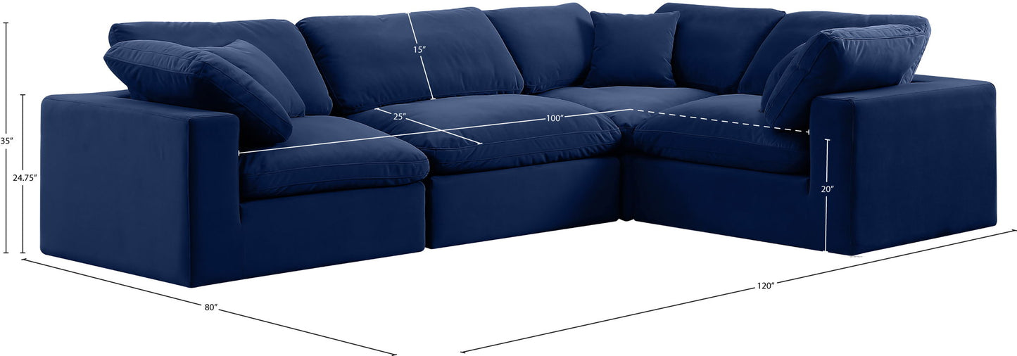 Comfy - 4 Piece Velvet Modular Sectional
