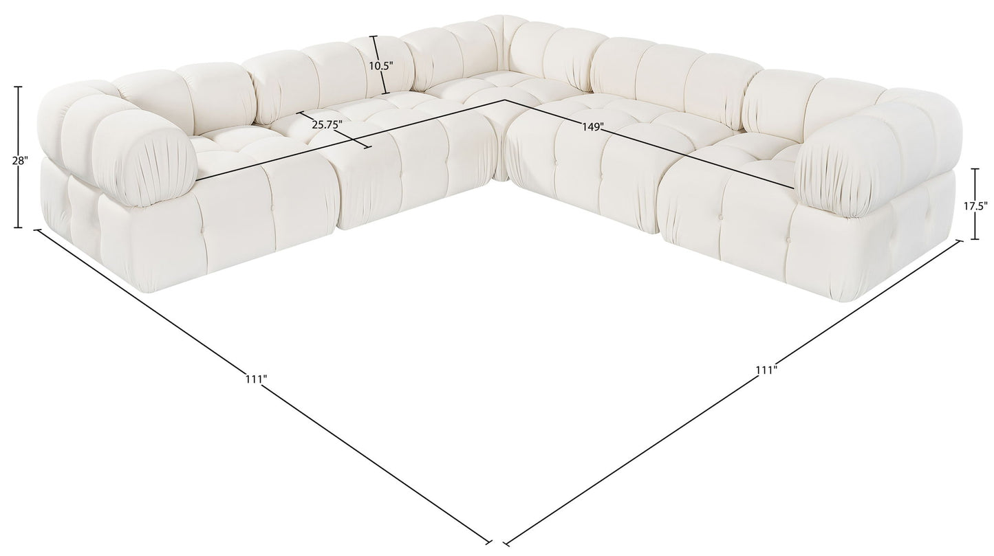 Orin - Velvet 5 Piece Modular Corner Sectional