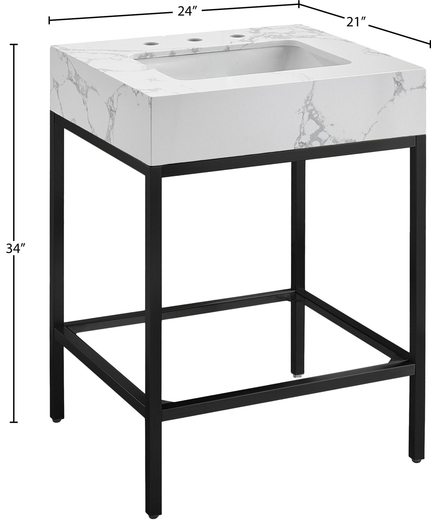 Marmo - Engineered Marble Bathroom Vanity With Black Base
