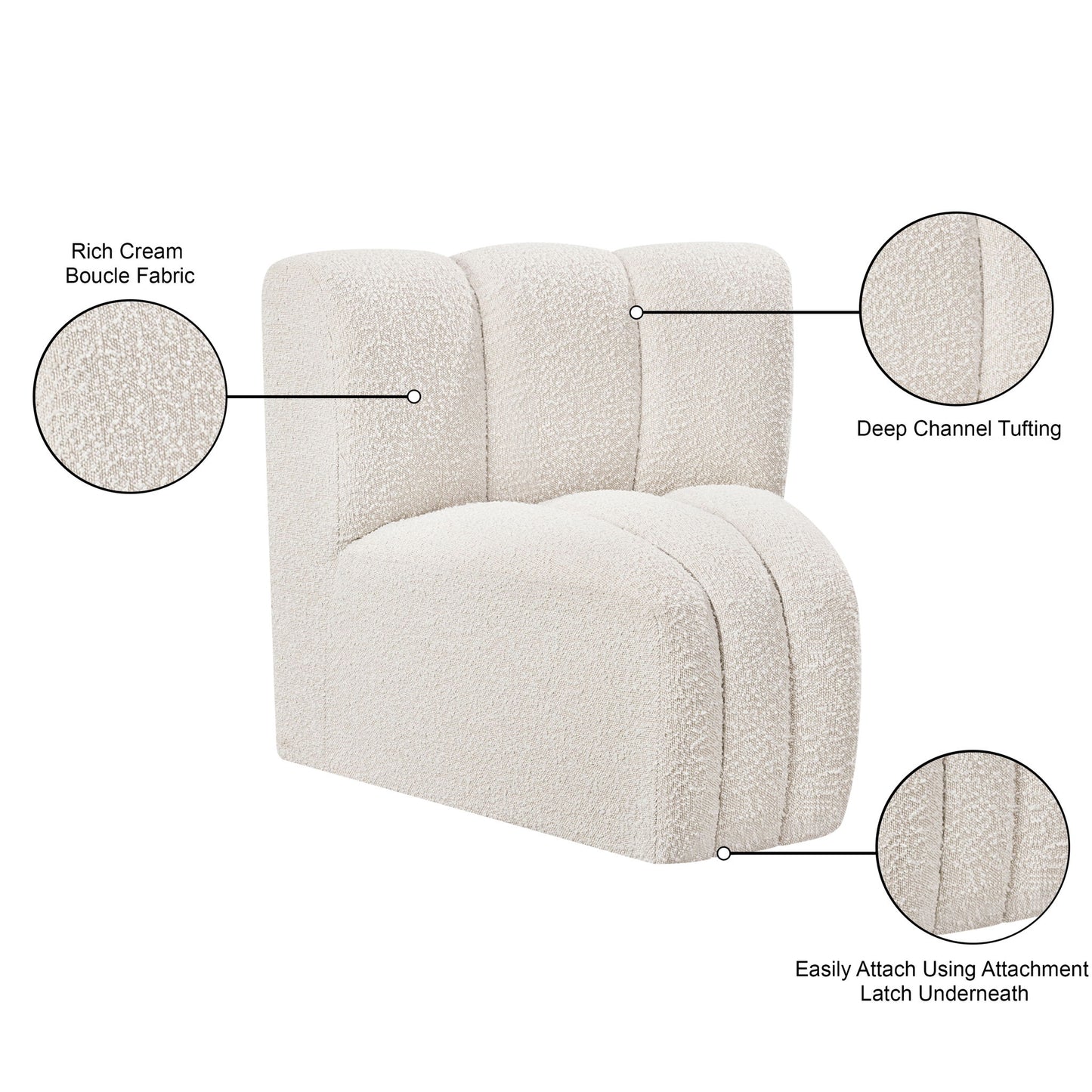 Arc - Boucle Fabric Curved Corner Chair