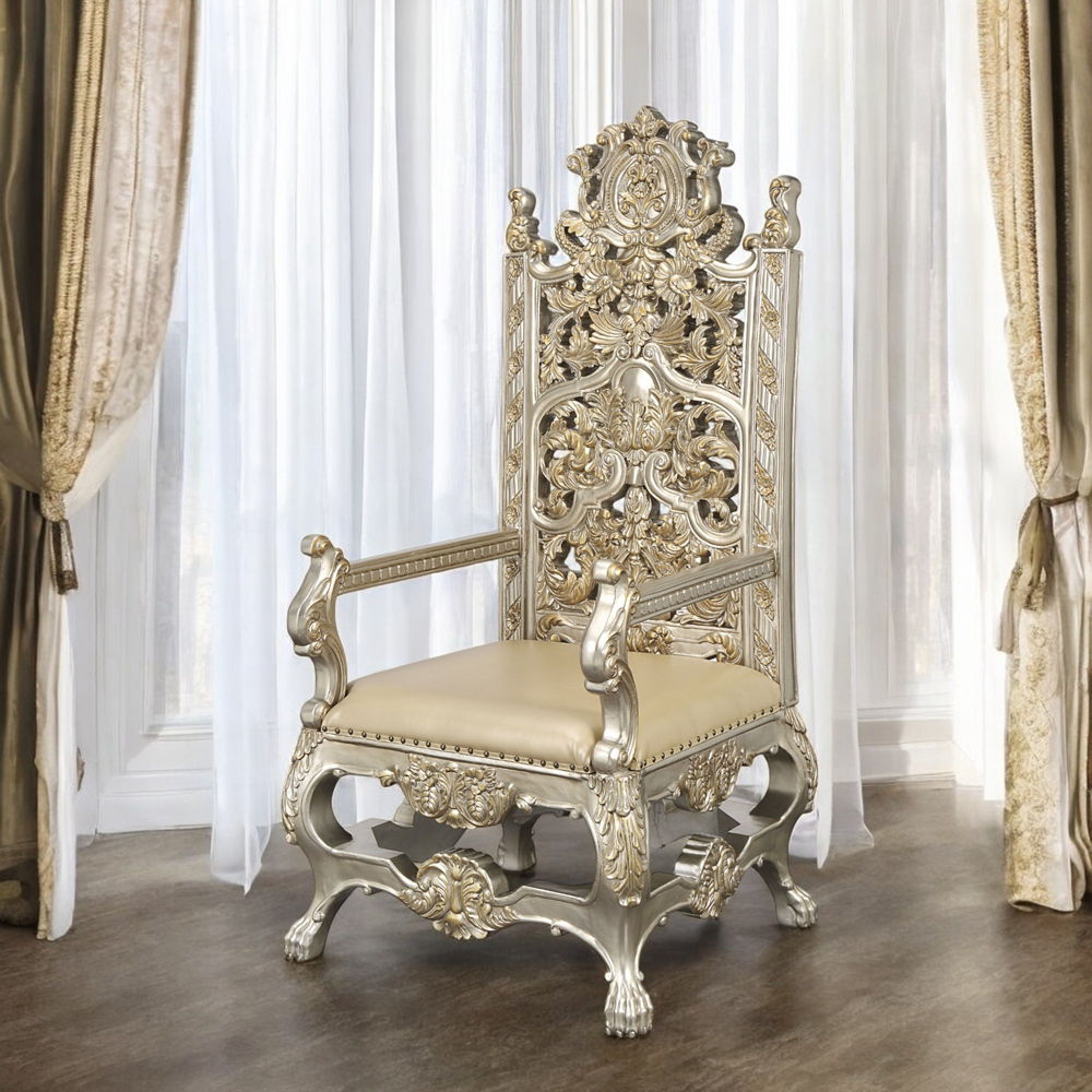 Danae - Arm Chair (Set of 2) - Synthetic Leather , Champagne & Gold