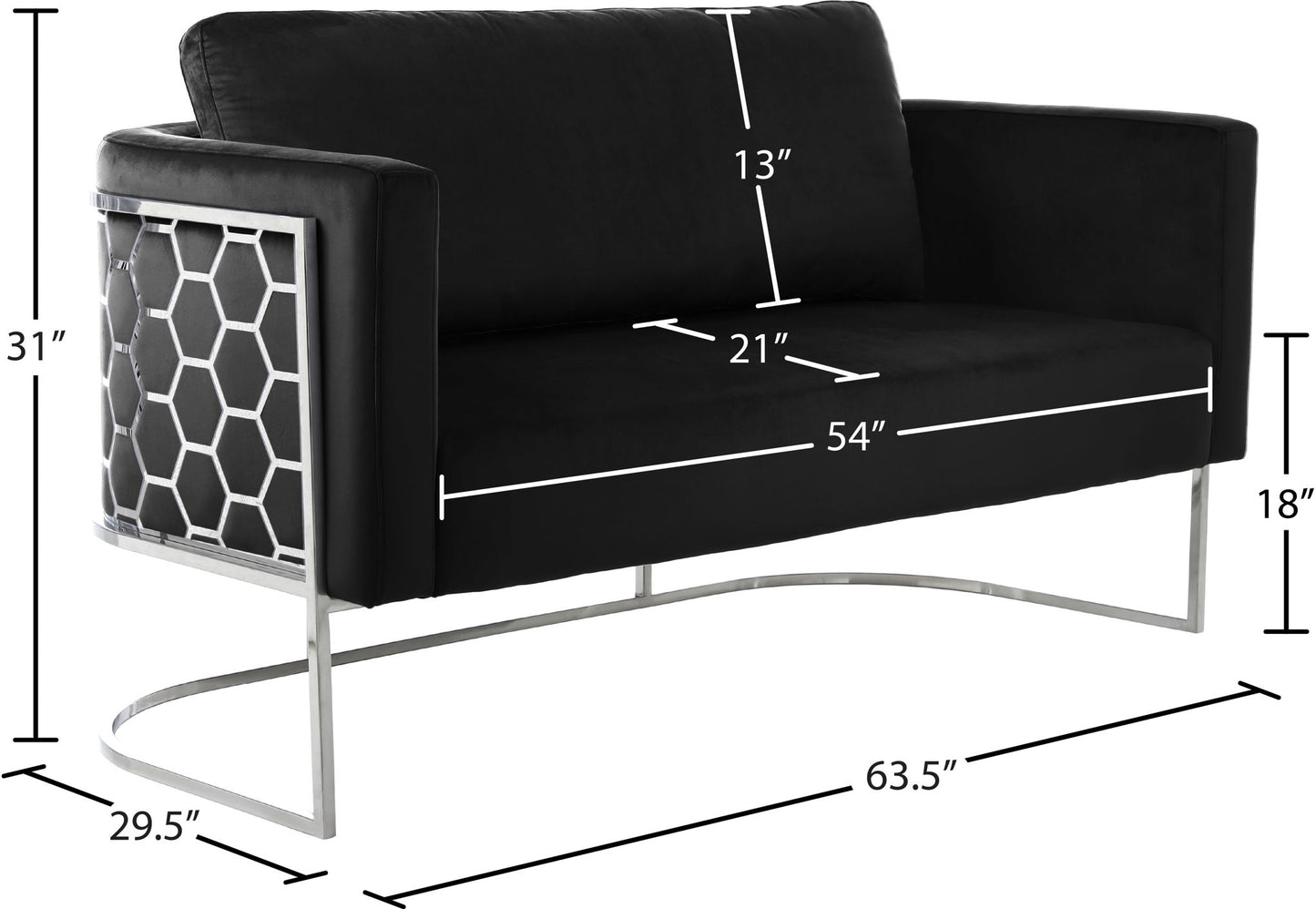 Casa - Loveseat with Chrome Legs