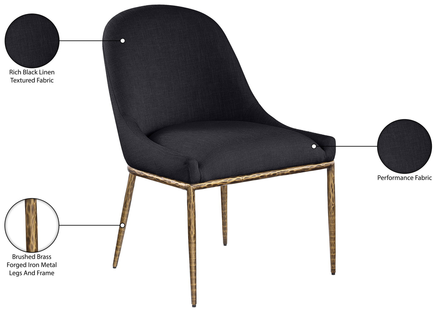 Ferro - Upholstered Dining Side Chair With Brushed Gold Legs