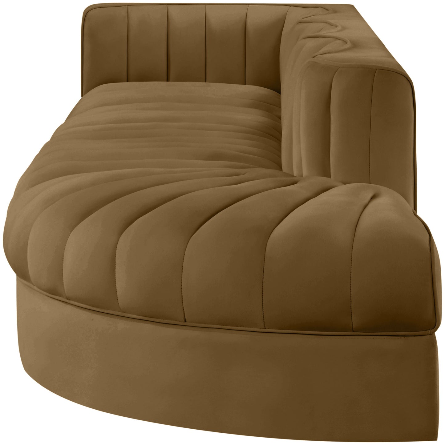 Rummi - Velvet Performance Fabric Upholstered 4 Piece Modular Sectional With Reverse Corner Chair