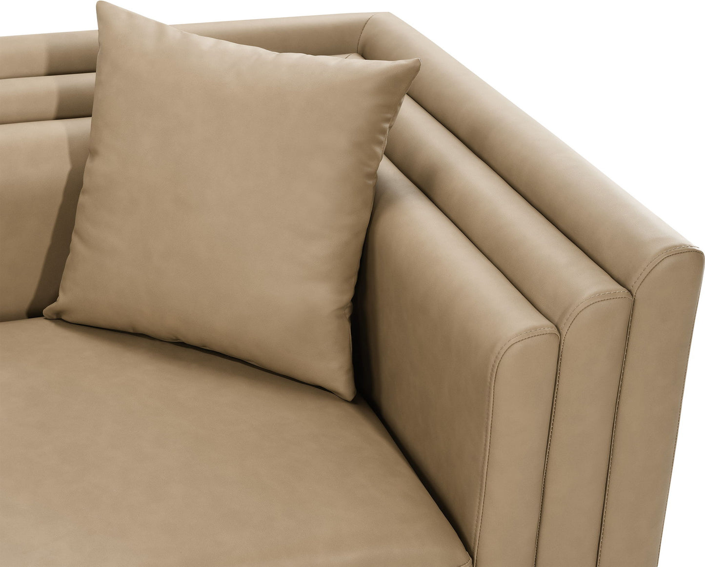 Everett - Vegan Leather 88.5" Upholstered Sofa - Tan