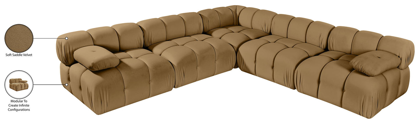 Orin - Velvet Fabric 5 Piece Modular Sectional