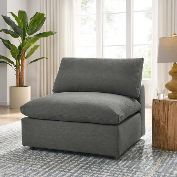 Commix Down Filled Overstuffed Armless Chair - Gray