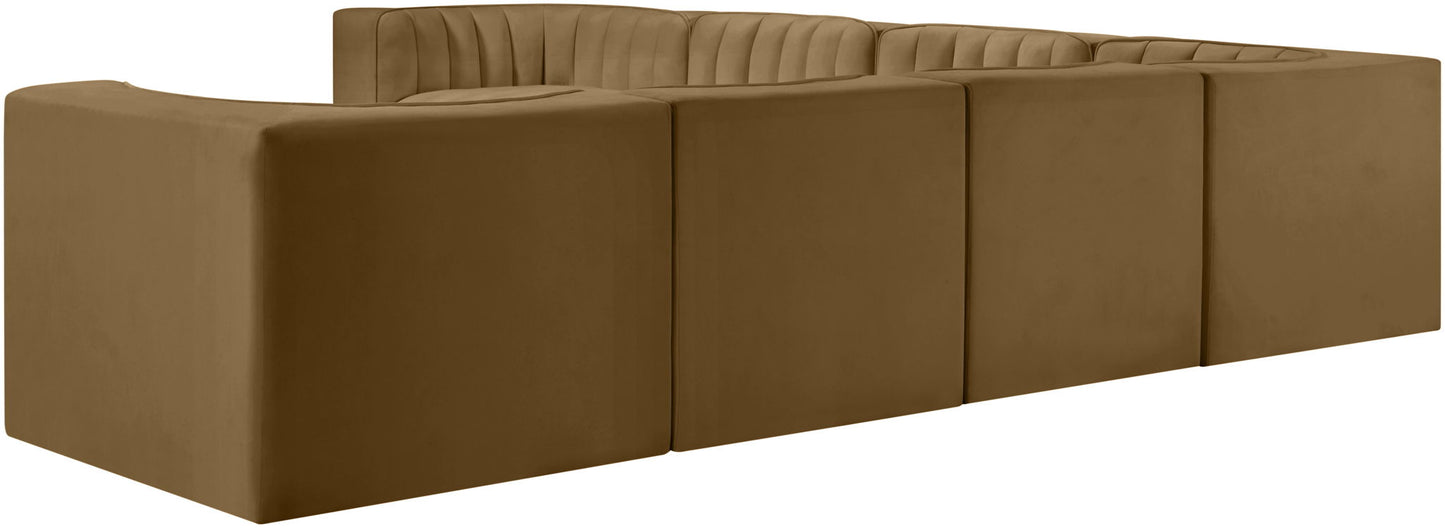 Rummi - Symmetrical Velvet Performance Fabric Upholstered 7 Piece Modular Sectional (With 3 Corner Chairs)