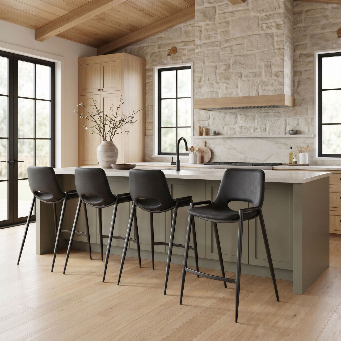 Desi - Counter Chair With Black Legs (Set of 2)