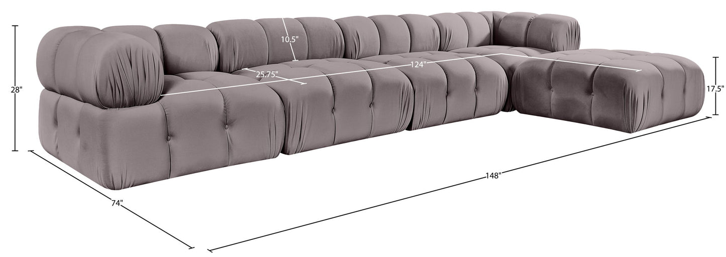 Orin - Fabric Velvet 5 Piece Modular Sectional