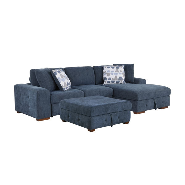 Raife 3-Piece Sectional with Right Chaise, Pull-out Bed and Ottoman
