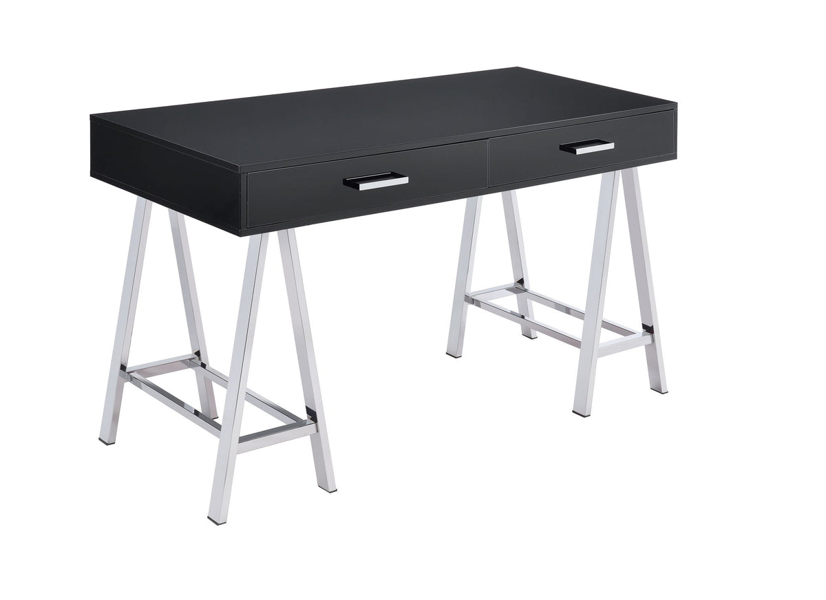 Coleen - Writing Desk - Black High Gloss & Chrome